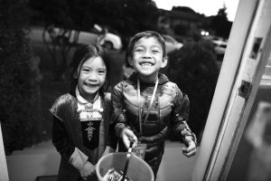 two children dressed up for Hallowe'en